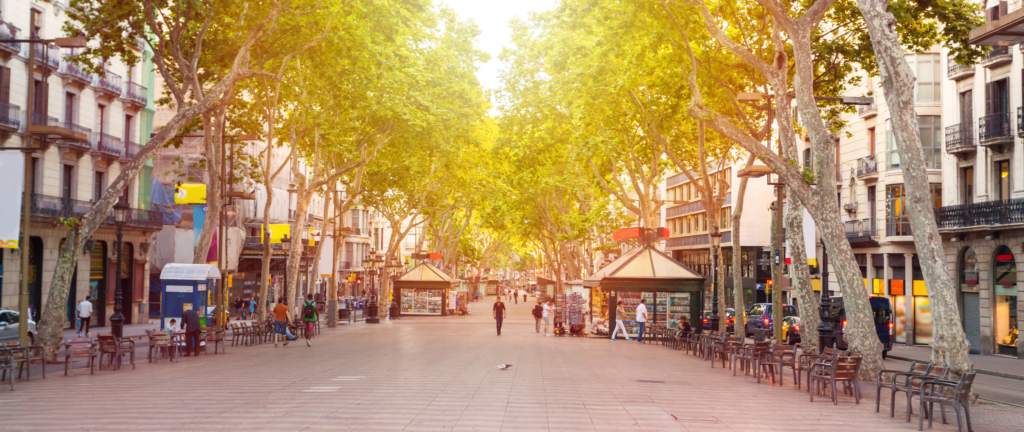 La Rambla, the most popular street in Barcelona