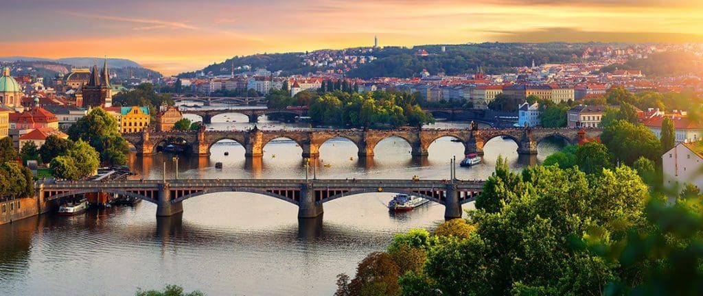 Prague view with bridges