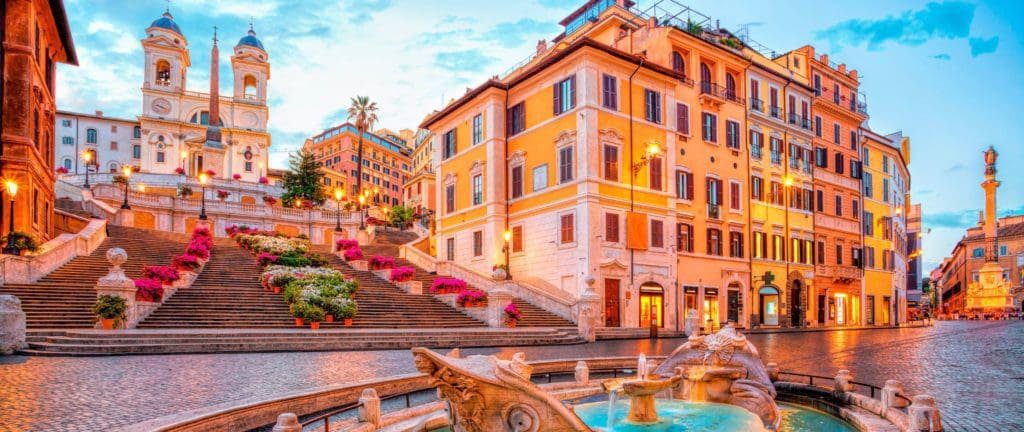 Spanish steps in Rome, Italy in the morning
