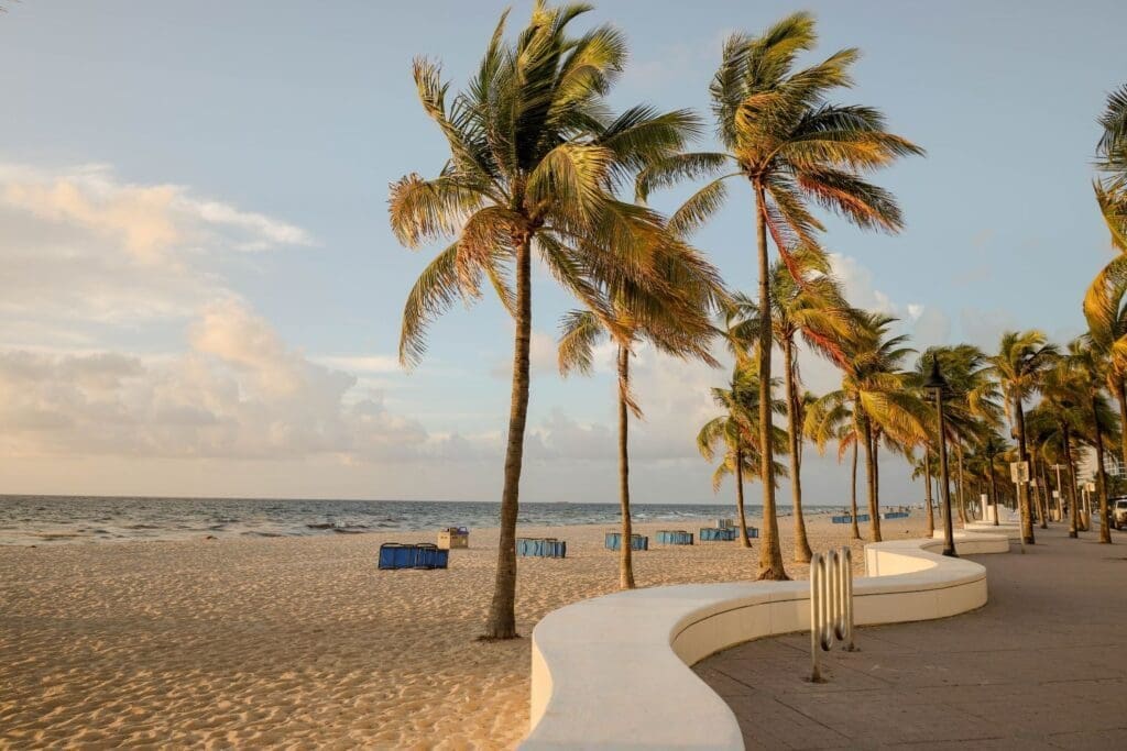 Famous white wave wall in Fort Lauderdale Beach, Florida