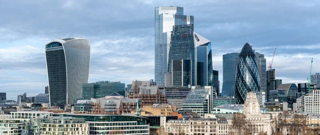 Famous skyscrapers in the financial district of London