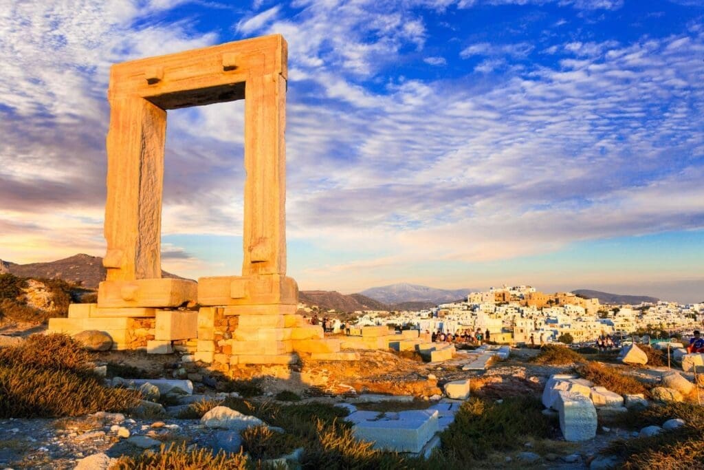 Antique Potara gates in Naxos island Greece