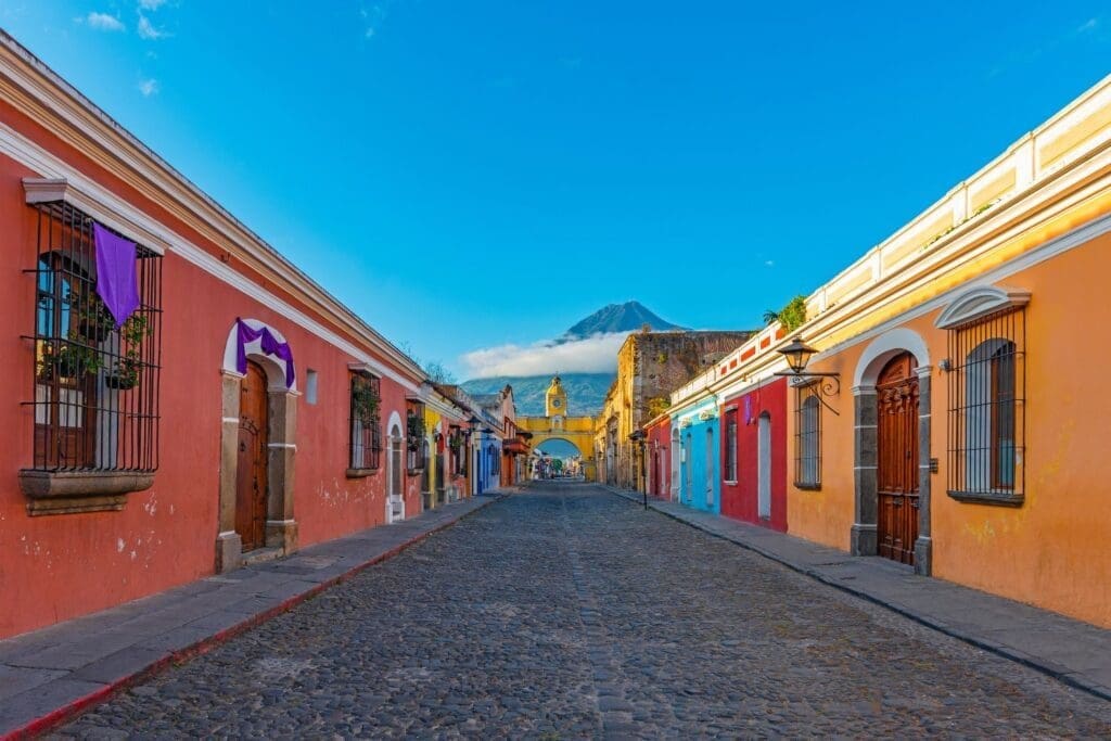 Colorful main street of Antigua city