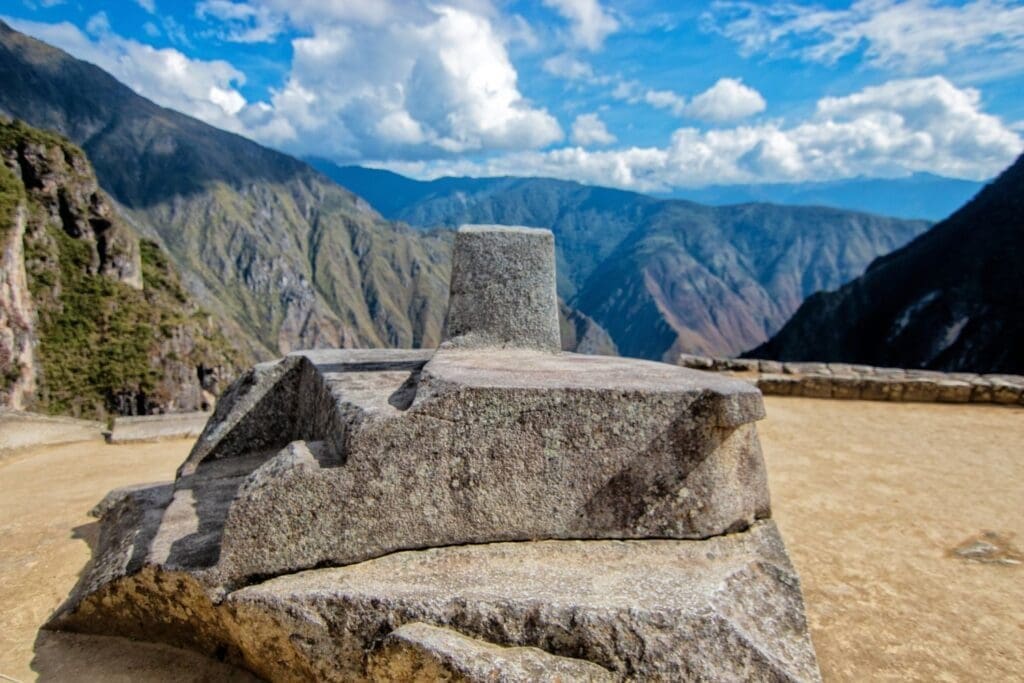Intihuatana in Machu Picchu, ritual stone associated with the astronomic clock or calendar of the Inca