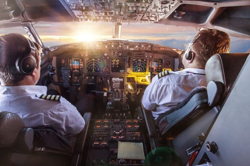 Pilots in the cockpit