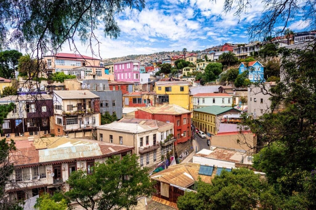 Street view of Valparaíso city, Chile