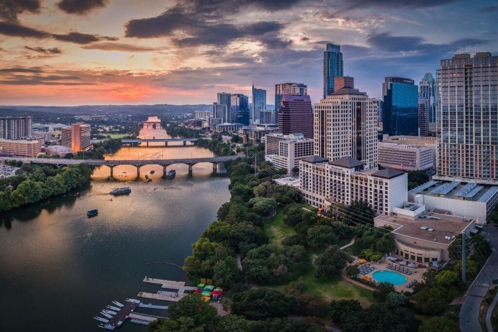 Downtown Austin, Texas during sunset