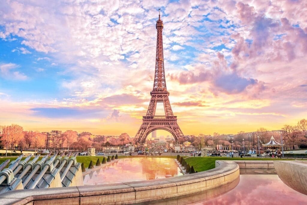 Eiffel Tower at sunset in Paris Olympic Games