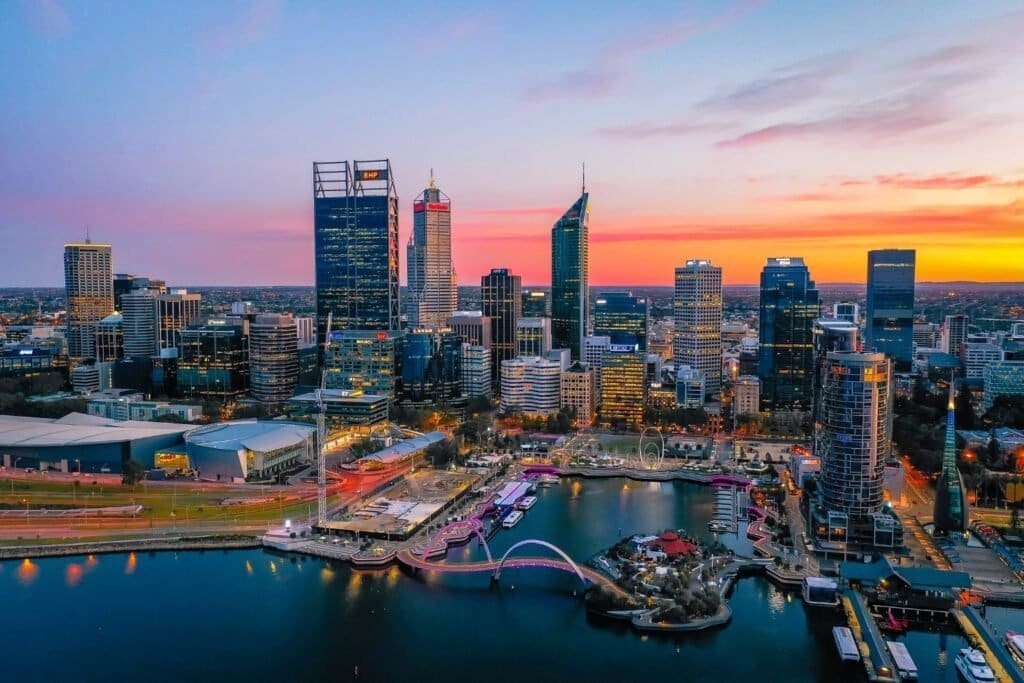 The Perth City skyline during dawn